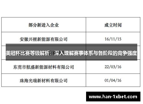 美冠杯比赛等级解析：深入理解赛事体系与各阶段的竞争强度
